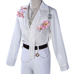 NEATMOA Love and Deepspace Spring and Flowers Cosplay Shirt Inspired by Zayne – Floral Decor Top for Cosplay and Halloween