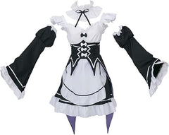 NEATMOA Re:ゼロから始める異世界生活 レム メイド服 ウィッグ付き コスプレ衣装 豪華 ウィッグセット 学園祭 文化祭 漫遊展に最適