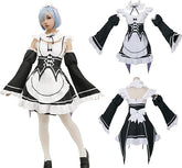 NEATMOA Re:ゼロから始める異世界生活 レム メイド服 ウィッグ付き コスプレ衣装 豪華 ウィッグセット 学園祭 文化祭 漫遊展に最適