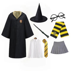 NEATMOA Harry Potter Style Cosplay For Kids Costume 8-Piece Set with Robe Gryffindor Slytherin Ravenclaw Hufflepuff Magic School Uniform 115 to155