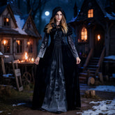 Women Halloween Grim Reaper Skeleton Vampire Gothic Long Dress Cosplay Costume Stage Performance Outfit Wholesale Dropshipping