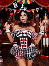Halloween Circus Clown Costume Female Ringmaster Style Cosplay Jumpsuit Sexy Performance Outfit