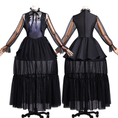 Wednesday Addams cosplay formal dress full costume back view full outfit