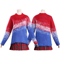 Wednesday Addams JK Skirt and Gradient Sweater cosplay full costume back view full outfit