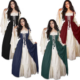Renaissance Medieval Gothic Long Dress Lace Up Corset Vintage Medieval Costume Stage Performance Outfit for Women