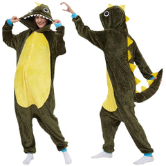 NEATMOA 2025 Army Green Little Hedgehog Cartoon Animal Onesie Pajamas Unisex Cozy Sleepwear Asian Sizes.