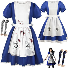 NEATMOA Alice Madness Returns Cosplay Alice Liddell Costume Full Set for Halloween Comic Con Costume Party Photo Shoot