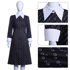 NEATMOA Wednesday Addams cosplay full dress costume close-up detail view