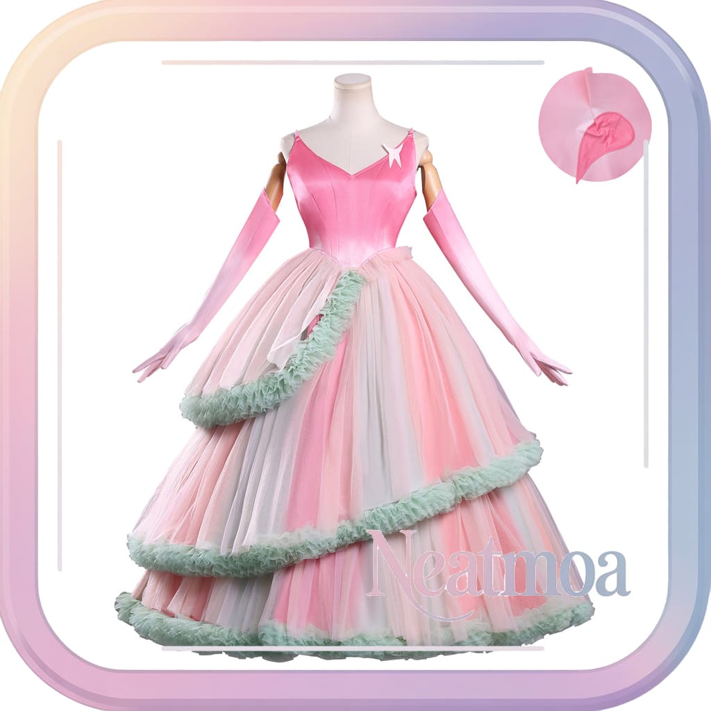 NEATMOA Glinda Cosplay Dress from The Witches 2 | Pink Full Costume with Accessories