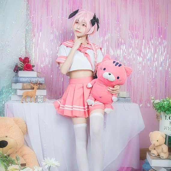 NEATMOA Fate/Grand Order アストルフォ コスプレ ウィッグ付きJK 衣装 コスチューム 学園祭 文化祭 撮影 ハロウイン パーティー