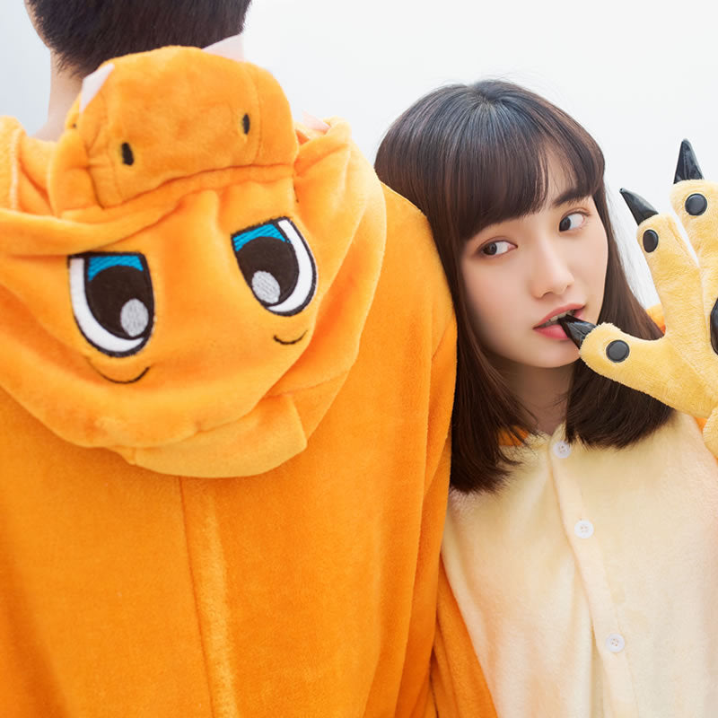 NEATMOA New Flannel Fire Dragon Onesie Pajamas Unisex Cozy Sleepwear Asian Sizes.