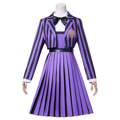 NEATMOA Wednesday Addams Cosplay Dress – The Addams Family Purple Black Striped Outfit