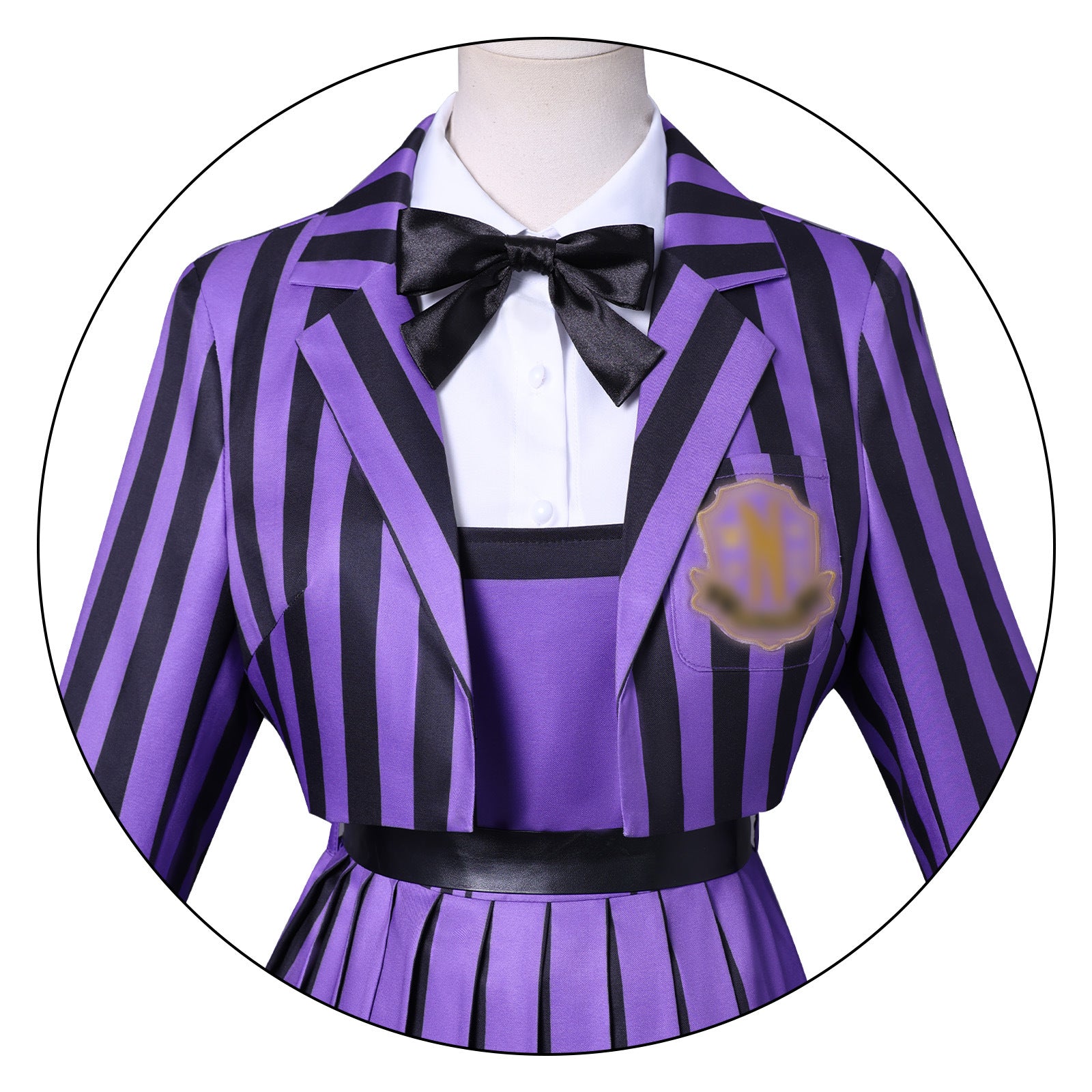 NEATMOA Wednesday Addams Cosplay Dress – The Addams Family Purple Black Striped Outfit