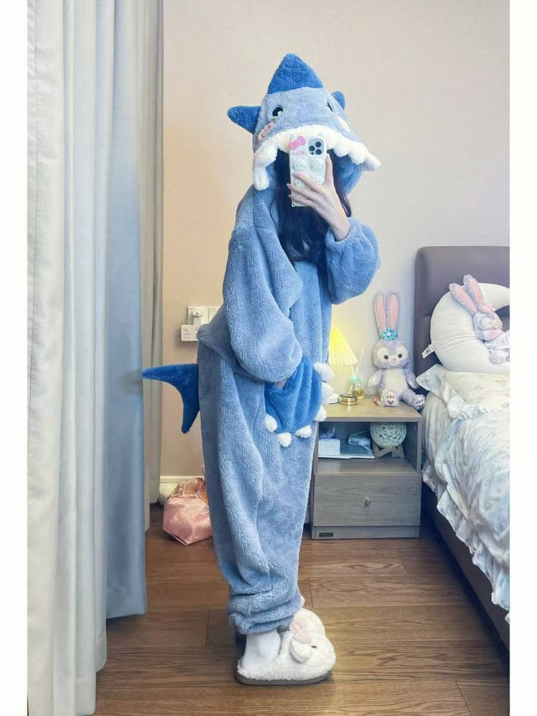 NEATMOA Shark Coral Fleece Onesie Pajamas Unisex Cozy Sleepwear.