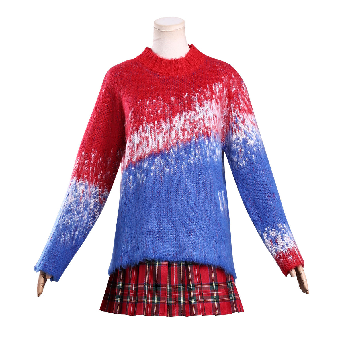 NEATMOA Wednesday Addams JK Skirt & Gradient Sweater Cosplay Outfit – Halloween Party