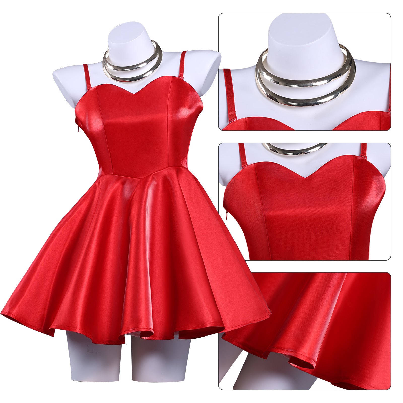 NEATMOA Panty Red Camisole Dress Cosplay Costume Asian Sizes Anime Outfit.