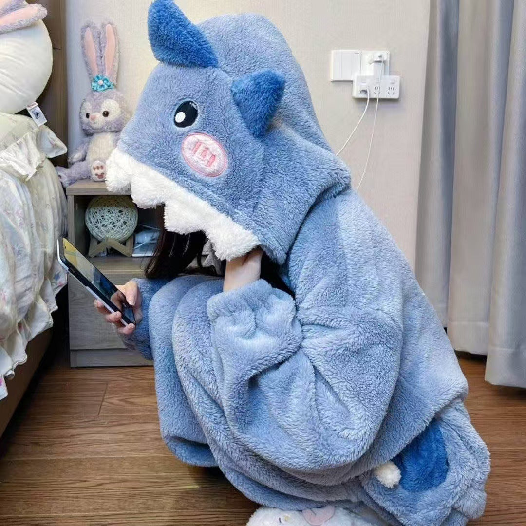 NEATMOA Shark Coral Fleece Onesie Pajamas Unisex Cozy Sleepwear.