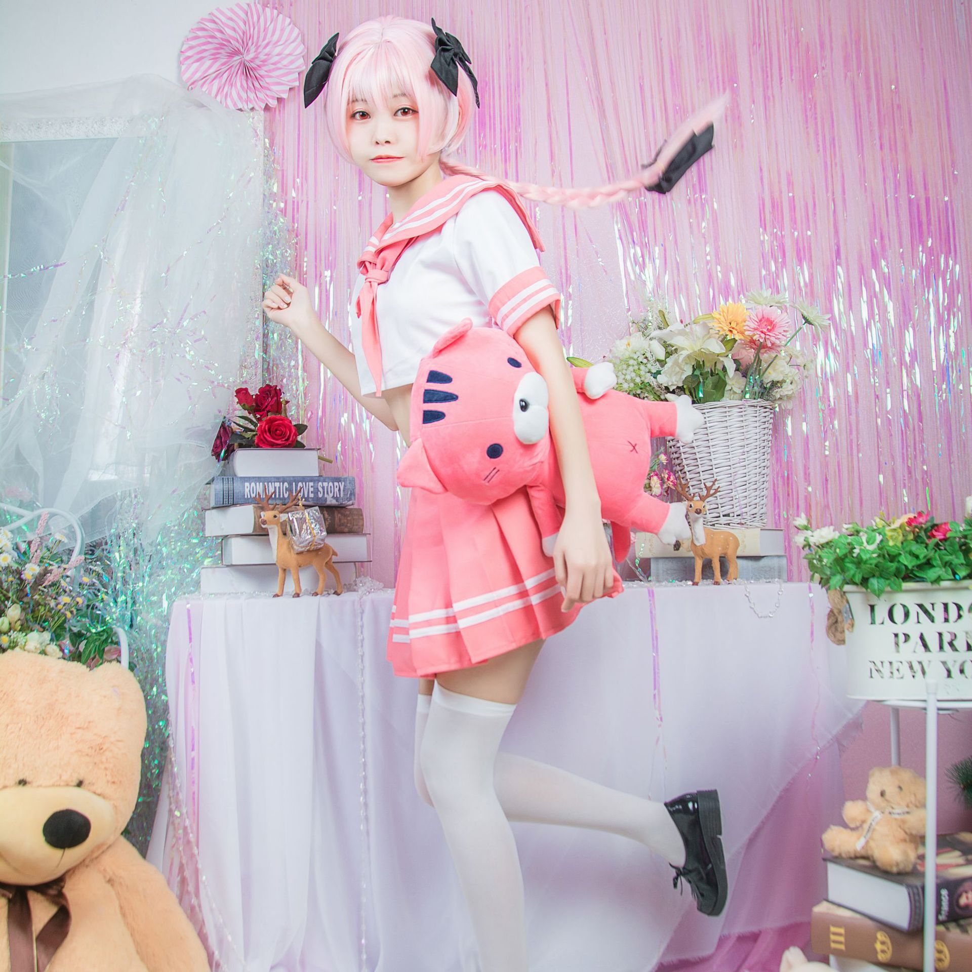 NEATMOA Fate/Grand Order アストルフォ コスプレ ウィッグ付きJK 衣装 コスチューム 学園祭 文化祭 撮影 ハロウイン パーティー