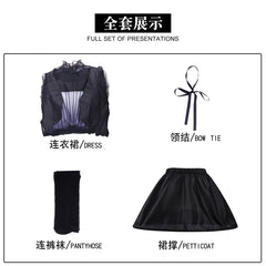 NEATMOA Wednesday Addams Cosplay Dress Anime Outfit for Halloween Party Photo Shoot Asian Size XS–XXL