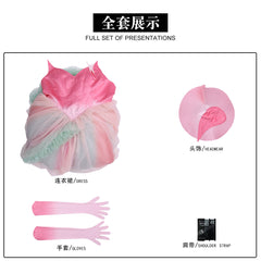 NEATMOA Glinda cosplay pink dress and full accessories, The Witches 2