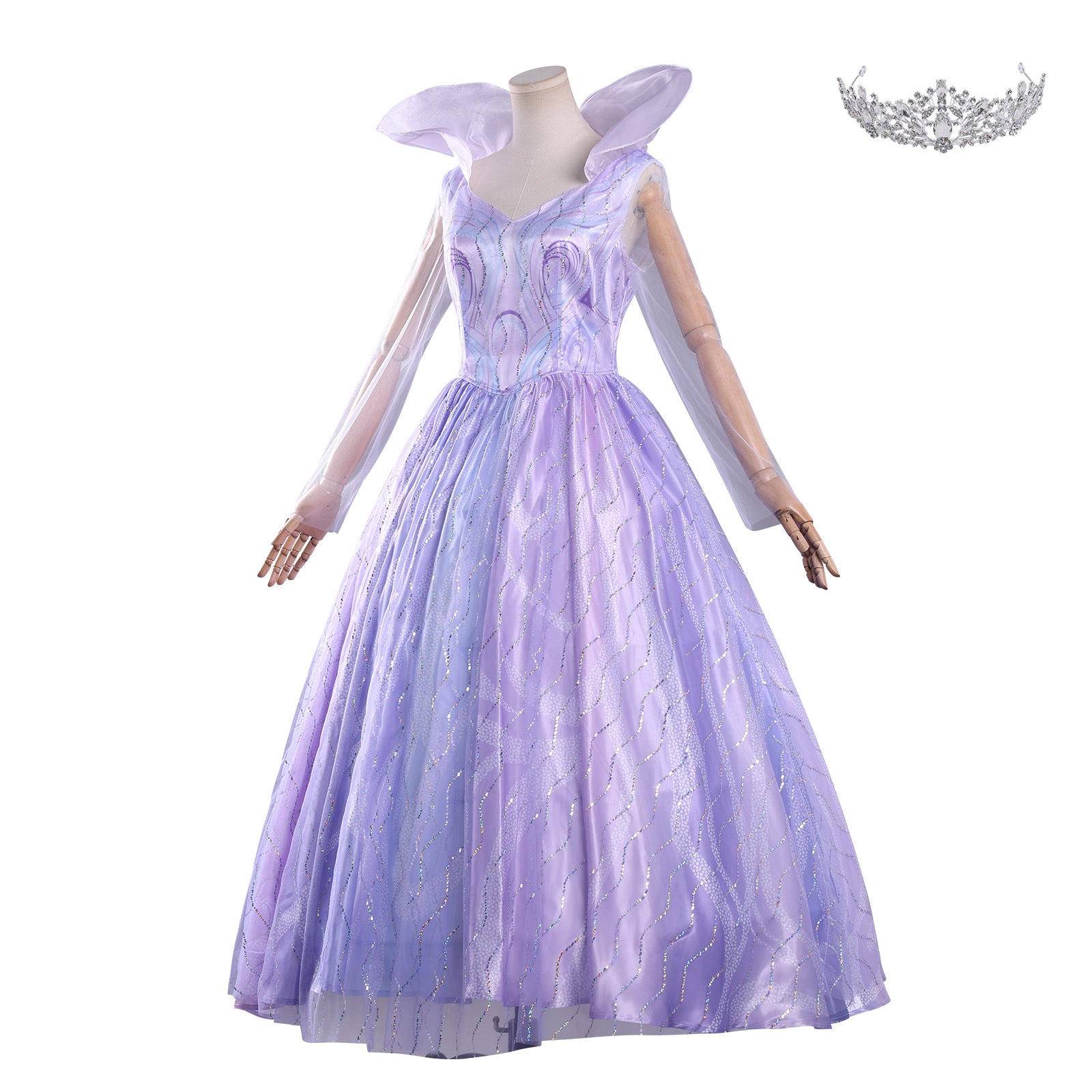 Side view of Glinda cosplay costume, The Witches 2 cosplay outfit