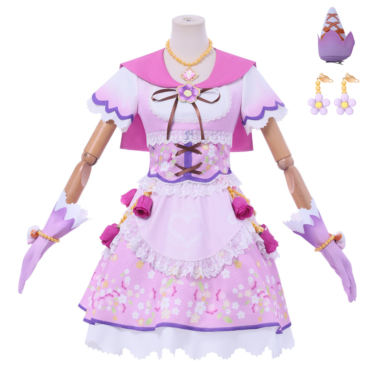 Hoshimiya Ichigo Aikatsu cosplay full costume with wig NEATMOA main view angle 