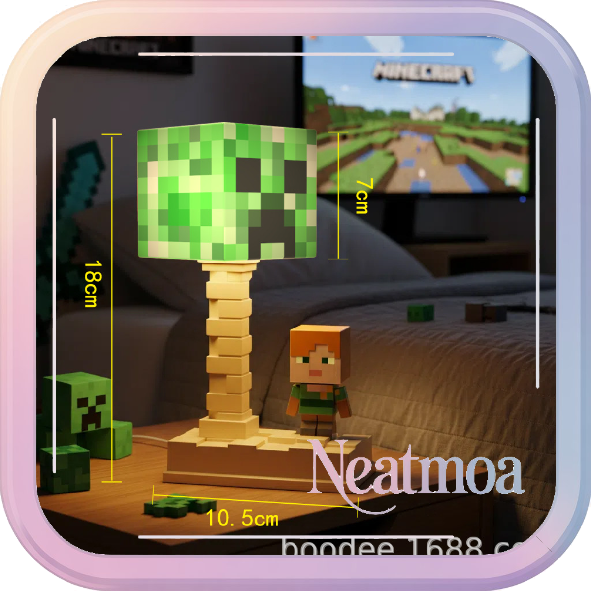 NEATMOA Minecraft TNT Night Light | Block LED Desk Lamp for Kids & Students | Gaming Atmosphere Bedside Lamp