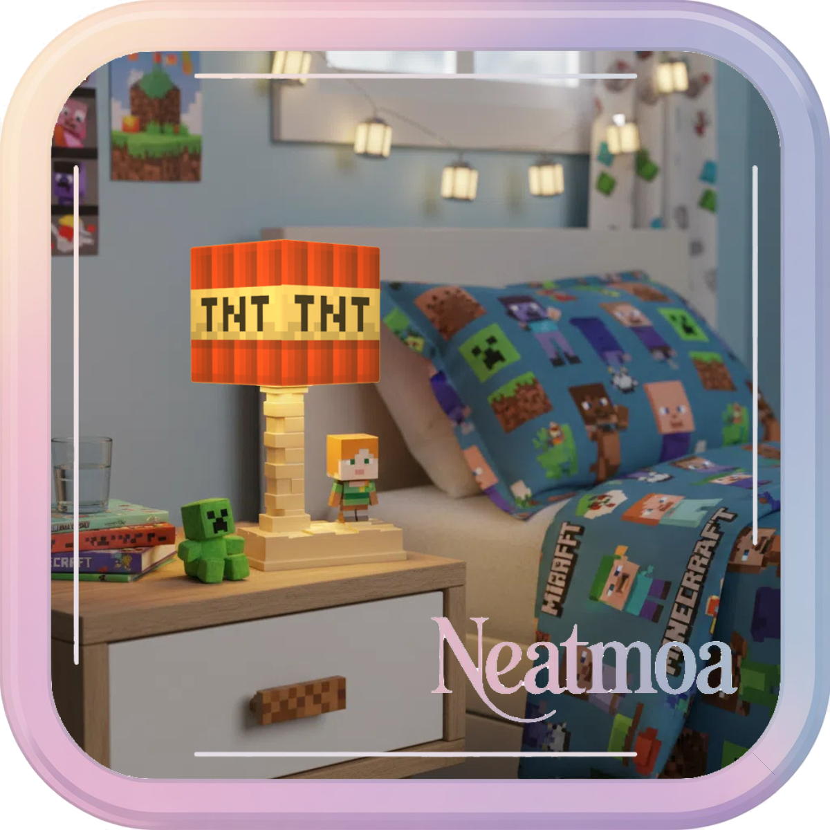 NEATMOA Minecraft TNT Night Light | Block LED Desk Lamp for Kids & Students | Gaming Atmosphere Bedside Lamp