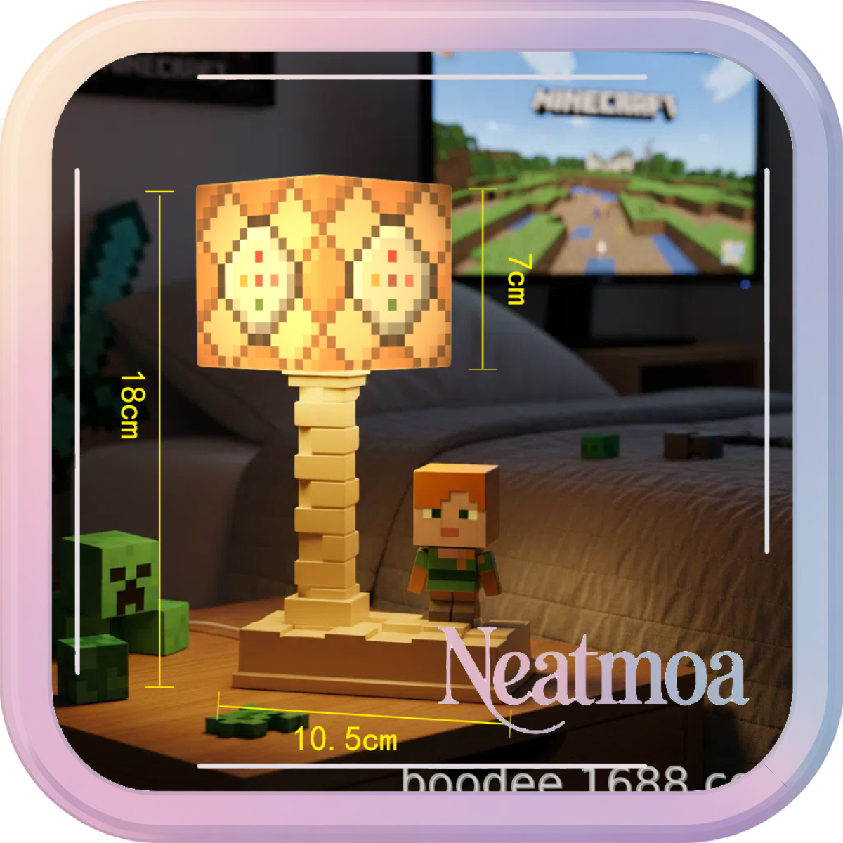 NEATMOA Minecraft TNT Night Light | Block LED Desk Lamp for Kids & Students | Gaming Atmosphere Bedside Lamp