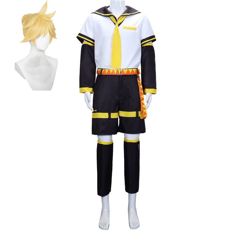 NEATMOA 鏡音リン 鏡音レン セーラー服 コスプレ衣装 制服 アニメ コスプレイベント ハロウィン 学園祭 ウィッグ付き